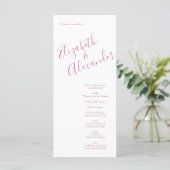 Light Pink Peony & Rose Floral WedPrograms Menükarte (Stehend Vorderseite)