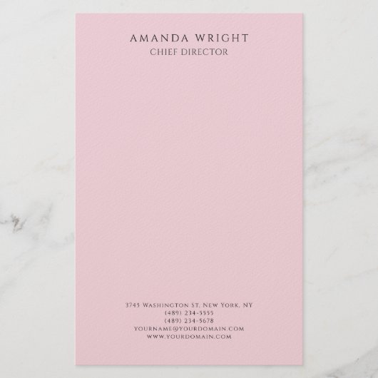 Light Pink Plain Attractive Stylish Business Briefpapier (Vorderseite)