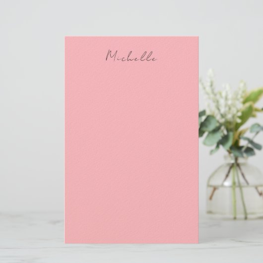 Light Pink Professional Unique Classic Handwriting Briefpapier (Stehend Vorderseite)