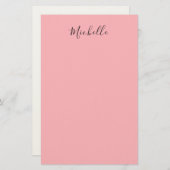 Light Pink Professional Unique Classic Handwriting Briefpapier (Vorne/Hinten)