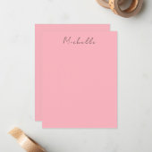 Light Pink Professional Unique Classic Handwriting Mitteilungskarte (Vorderseite/Rückseite Beispiel)