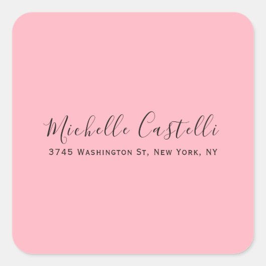 Light Pink Professional Unique Classic Handwriting Quadratischer Aufkleber (Vorderseite)
