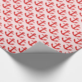 Light Pink Red Anchors Pattern Geschenkpapier (Ecke)