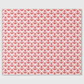 Light Pink Red Anchors Pattern Geschenkpapier (Flach)