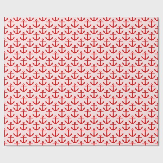 Light Pink Red Anchors Pattern Geschenkpapier (Flach)