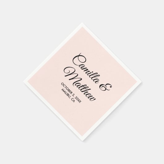 Light Pink Romantic Script Personalisiert Wedding Serviette (Ecke)