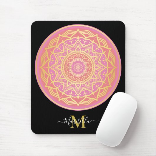 Light Pink, Rose Pink und Gold Boho Mandala Mousepad (Mit Mouse)