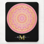 Light Pink, Rose Pink und Gold Boho Mandala Mousepad (Vorne)