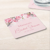 Light Pink Roses Floral Rechteckiger Pappuntersetzer (angewinkelt)