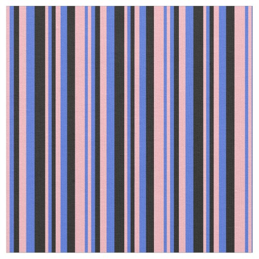 Light Pink, Royal Blue und Black Lines Stoff (Nahaufnahme)