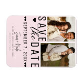 Light Pink Save the Date 2 Foto Hochzeit Magnet (Horizontal)