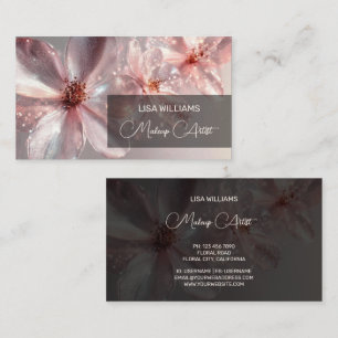 Light Pink Shiny Metallic Blume Business Card Visitenkarte