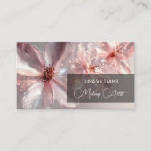 Light Pink Shiny Metallic Blume Business Card Visitenkarte (Vorderseite)