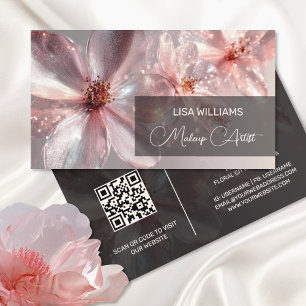 Light Pink Shiny Metallic Blume Business Card Visitenkarte