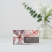Light Pink Shiny Metallic Flower Business Card Visitenkarte (Stehend Vorderseite)