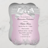 Light Pink Silver Jewel Bow Snowflake Quinceanera Einladung (Vorne/Hinten)