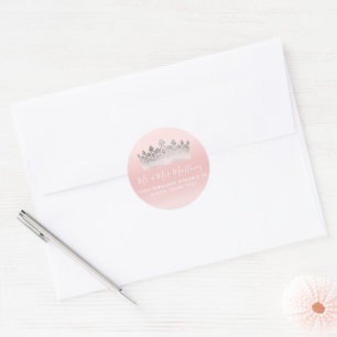 Light Pink Silver Rücksendeadresse Umschlag Aufkle Runder Aufkleber