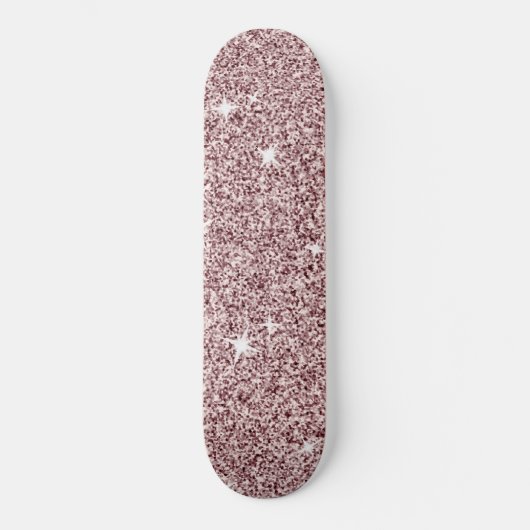 Light Pink Sparkle Star Niedliches Girly Glitzer M Skateboard (Vorderseite)