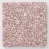 Light Pink Sparkle Star Niedliches Girly Glitzer M Steinuntersetzer (Vorderseite)