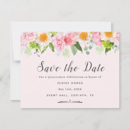 Light Pink Spring Quinceañera Save the Date Karte