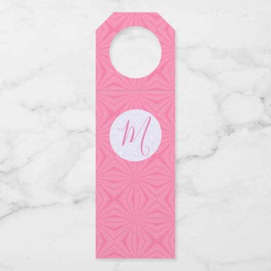 Light Pink Squiggly Squares Personalized Initial Flaschenanhänger (Vorderseite)