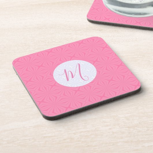 Light Pink Squiggly Squares Personalized Initial Getränkeuntersetzer (Linke Seite)