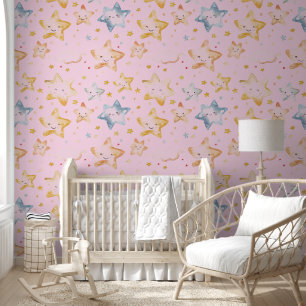 Light Pink Starry Night Pattern Tapete