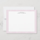 Light Pink Stripe Border Note Card Einladung (Vorderseite)