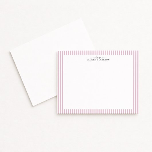 Light Pink Stripe Border Note Card Einladung