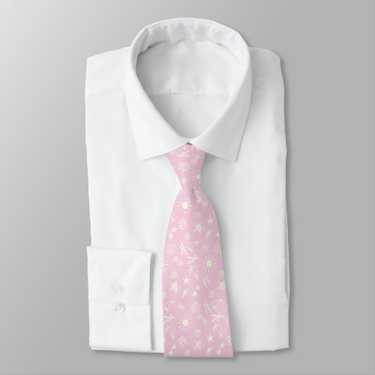 Light Pink Summer Pattern Mens Krawatte (Gebunden)