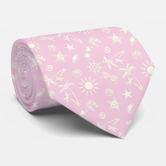 Light Pink Summer Pattern Mens Krawatte (Gerollt)