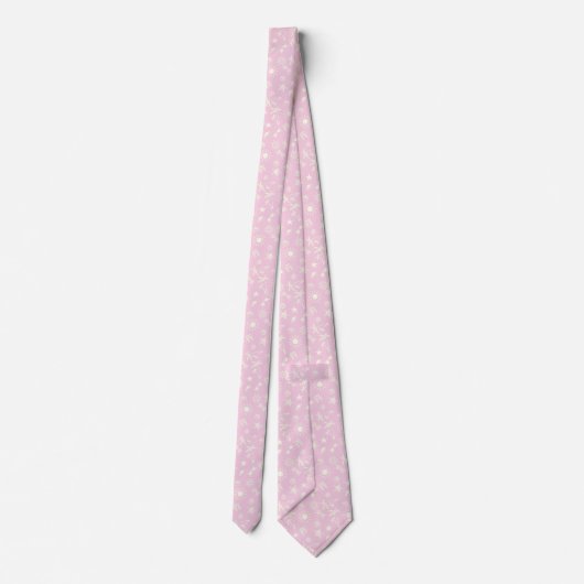 Light Pink Summer Pattern Mens Krawatte (Rückseite)