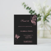Light Pink Sweet 16 Schmetterlinge Einladung (Stehend Vorderseite)