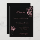 Light Pink Sweet 16 Schmetterlinge Einladung (Vorne/Hinten)