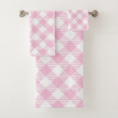 Light Pink Tartan Towels Chic and Cozy Bath Style Badhandtuch Set (Insitu)