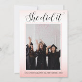 Light Pink Theme Typografy Foto Abschluss Einladung (Vorderseite)