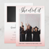 Light Pink Theme Typografy Foto Abschluss Einladung (Vorne/Hinten)