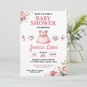 Light Pink Tutu Girl Dusche Einladung (Stehend Vorderseite)