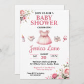 Light Pink Tutu Girl Dusche Einladung (Vorne/Hinten)