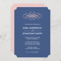 Light Pink und Denim Blue Wedding Einladung