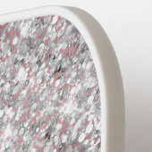 Light Pink und Glittery Silver Glam Script Name Pickleball Schläger (Linke Seite)