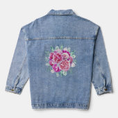 Light Pink und Lila Peonys Jeansjacke (Rückseite)