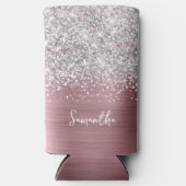 Light Pink und Silver Glittery Glam Name Selters Dosenkühler (Vorderseite)