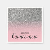 Light Pink und Silver Glitzer Ombre Quinceanera Serviette (Vorderseite)