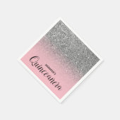 Light Pink und Silver Glitzer Ombre Quinceanera Serviette (Ecke)