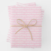 Light Pink und White Christmas Typografy Geschenkpapier Set (Beispiel)