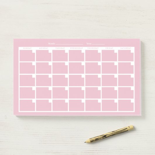 Light Pink Undated Calendar Post-it Klebezettel (Auf Schreibtisch)