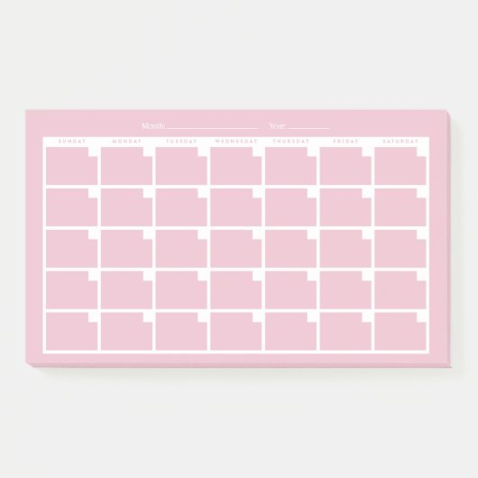Light Pink Undated Calendar Post-it Klebezettel (Vorderseite)