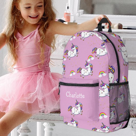 Light Pink Unicorn Dream Backpack Bedruckter Rucksack