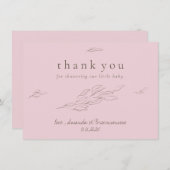 Light Pink Vielen Dank HandGezeichnet Blätter eleg Dankeskarte (Vorne/Hinten)
